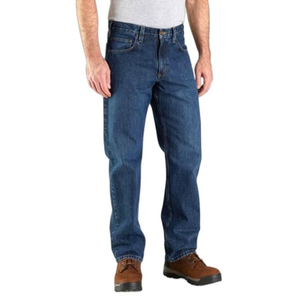 Carhartt Medium Wash Distressed Ripped Relaxed Fit Straight Leg Jeans 38 X 30 - Picture 2 of 14